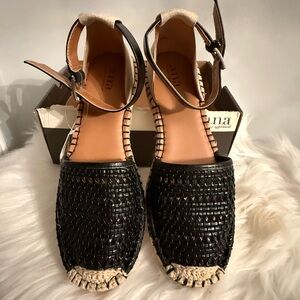 a.n.a Black and Beige Espadrille Sandals Size 8.5M